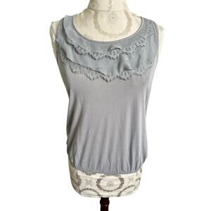 Ann Taylor Loft Scoop Neck Sleeveless Blouse with Ruffle Layer Detailing XS